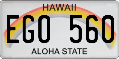 HI license plate EGO560