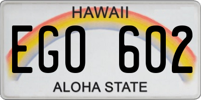 HI license plate EGO602