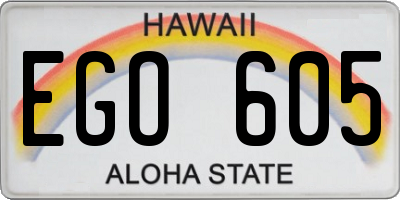 HI license plate EGO605
