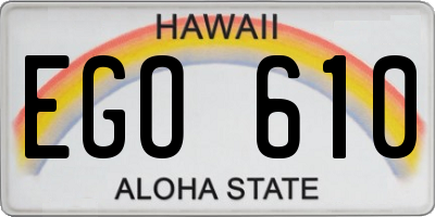HI license plate EGO610