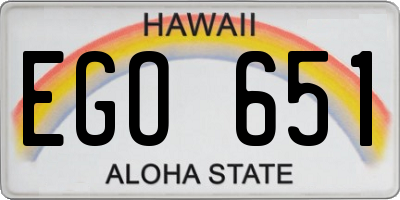 HI license plate EGO651