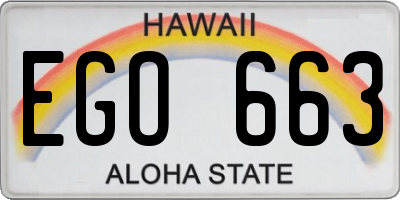 HI license plate EGO663