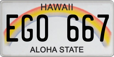 HI license plate EGO667