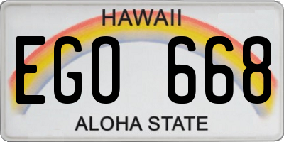 HI license plate EGO668