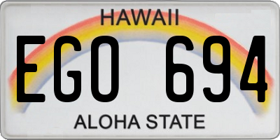 HI license plate EGO694