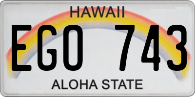 HI license plate EGO743
