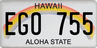 HI license plate EGO755