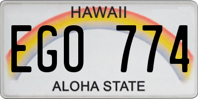 HI license plate EGO774