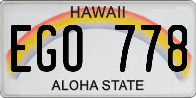 HI license plate EGO778