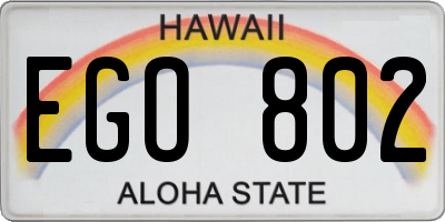 HI license plate EGO802