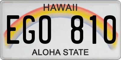 HI license plate EGO810