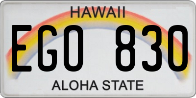 HI license plate EGO830
