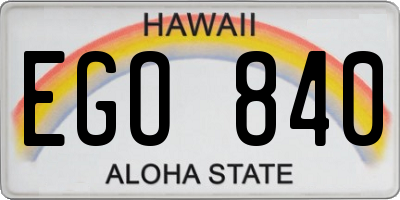 HI license plate EGO840