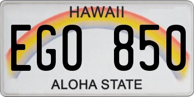 HI license plate EGO850