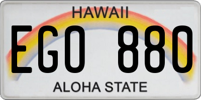 HI license plate EGO880