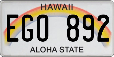 HI license plate EGO892