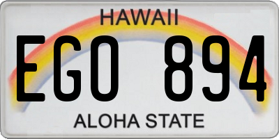HI license plate EGO894