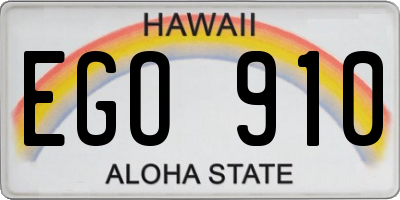 HI license plate EGO910