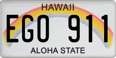 HI license plate EGO911