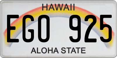 HI license plate EGO925