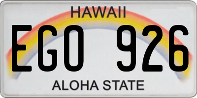 HI license plate EGO926
