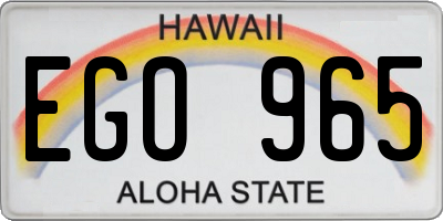 HI license plate EGO965