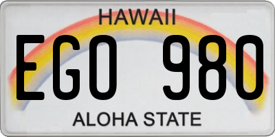 HI license plate EGO980