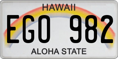 HI license plate EGO982