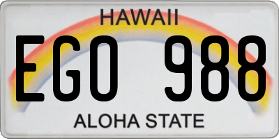 HI license plate EGO988