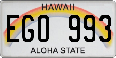 HI license plate EGO993
