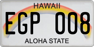 HI license plate EGP008