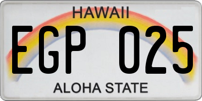 HI license plate EGP025