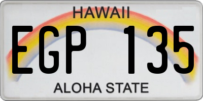 HI license plate EGP135