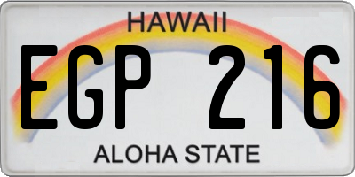 HI license plate EGP216