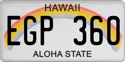 HI license plate EGP360