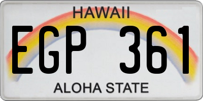 HI license plate EGP361