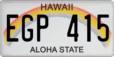 HI license plate EGP415
