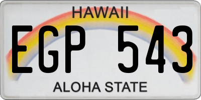 HI license plate EGP543