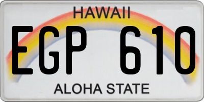HI license plate EGP610