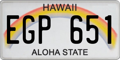 HI license plate EGP651