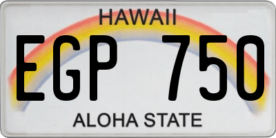 HI license plate EGP750