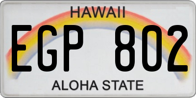 HI license plate EGP802