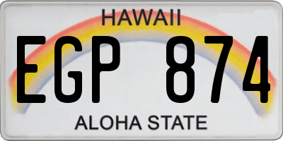 HI license plate EGP874