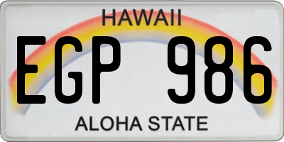 HI license plate EGP986