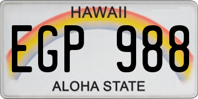 HI license plate EGP988