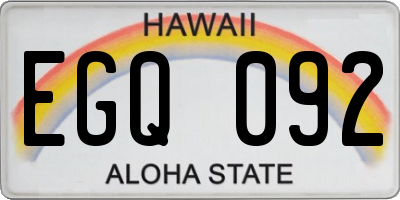 HI license plate EGQ092
