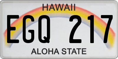 HI license plate EGQ217