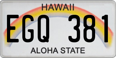 HI license plate EGQ381