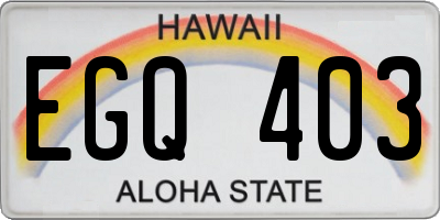 HI license plate EGQ403