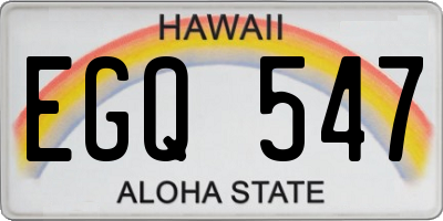HI license plate EGQ547